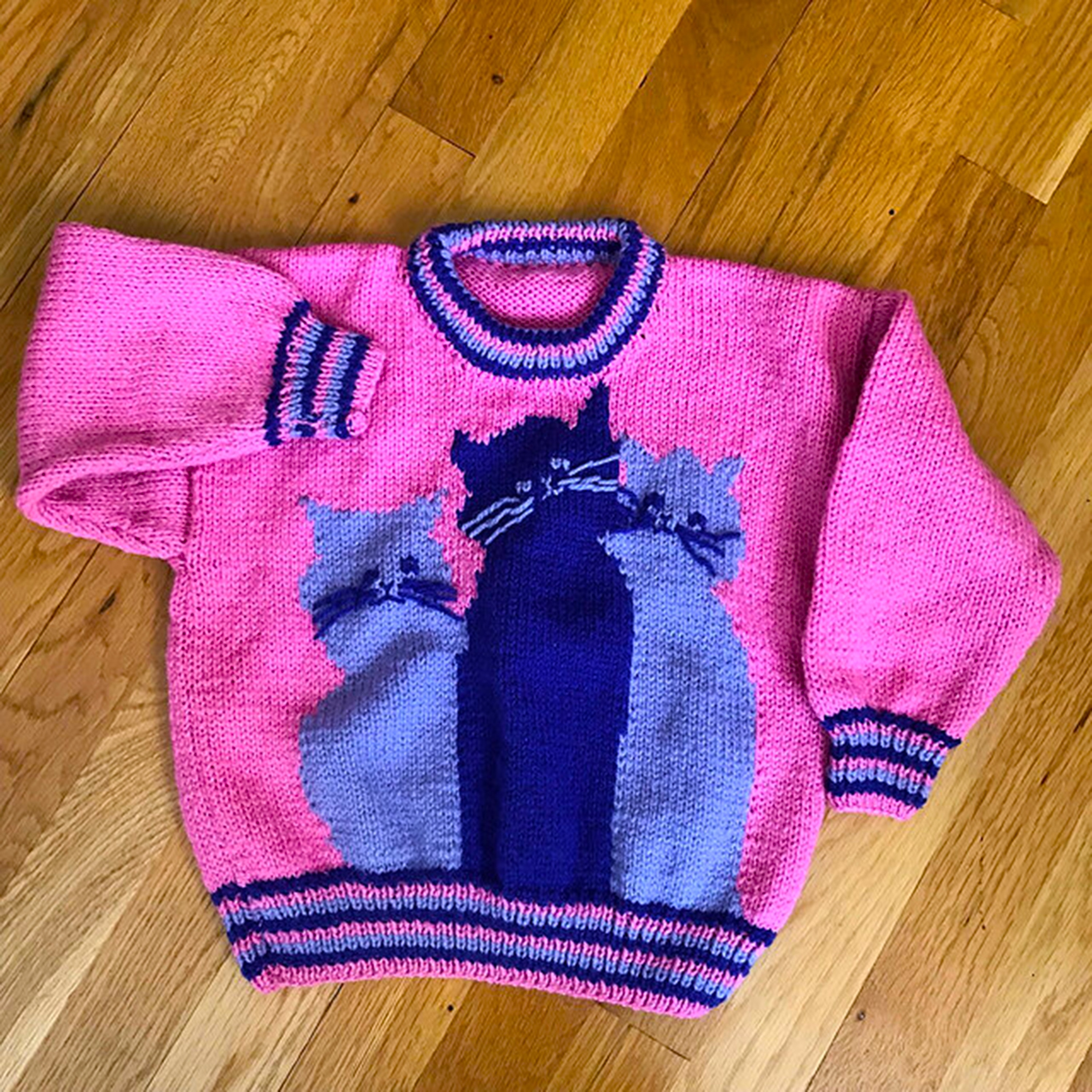 Childs Kittens Sweater & Hat Knitting Pattern Toddler to Etsy