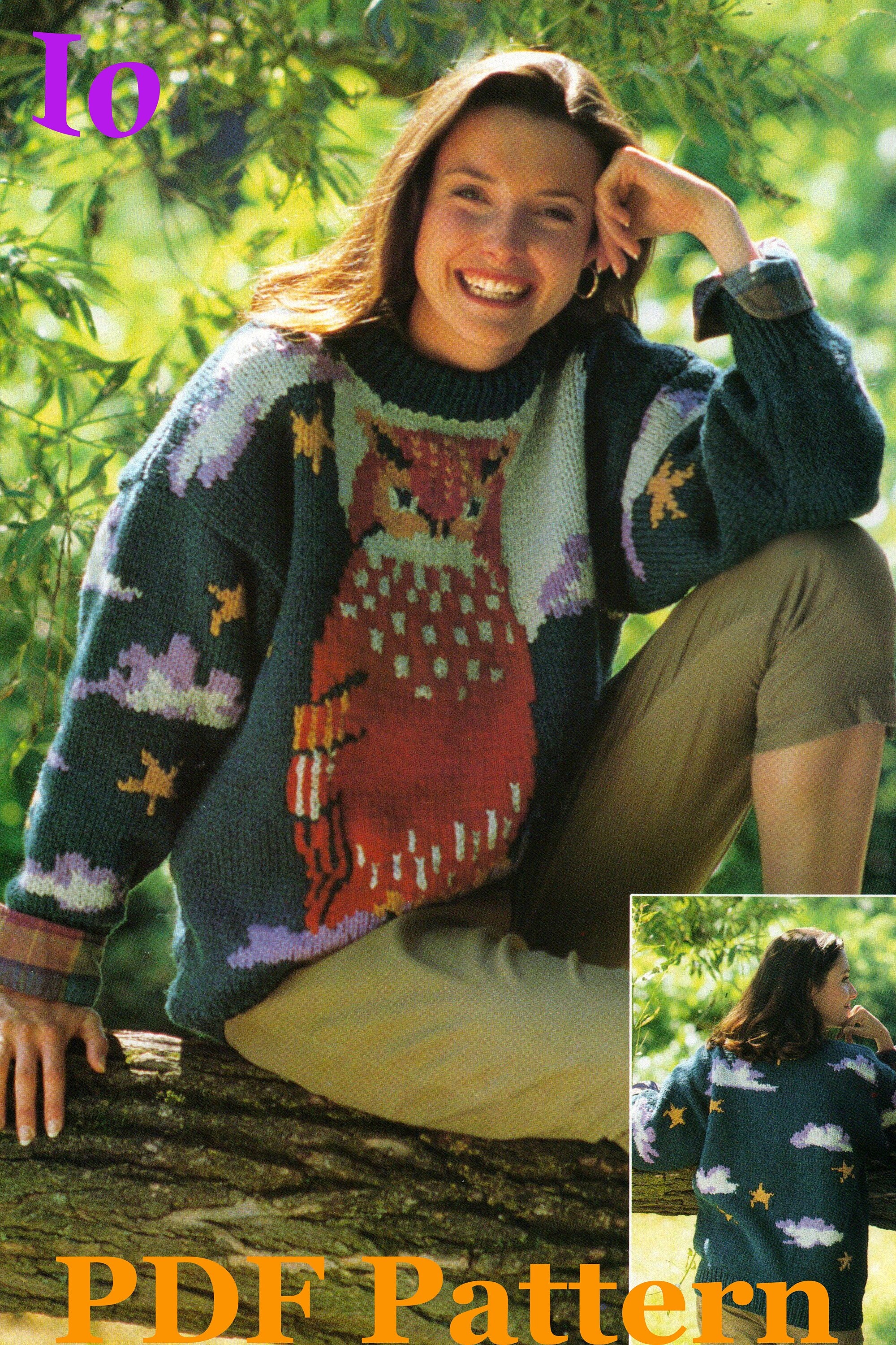 Owl Sweater Knitting Pattern | Vintage 1993 Design | Intarsia