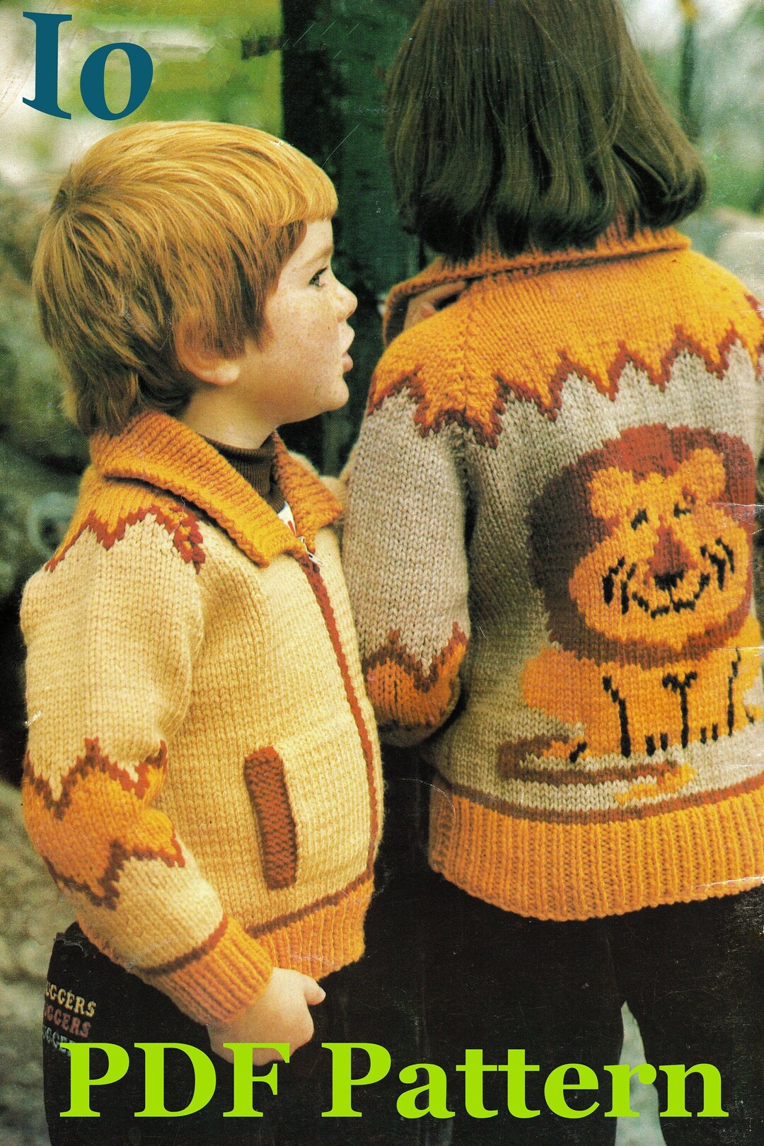 Vintage Sweater Skirt Zipper Lion Embroidery Print