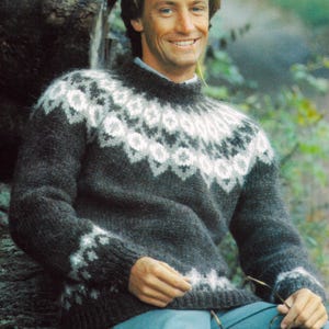 Stickmönster till isländsk tröja | Vintage 1982 Lopidesign | Fair Isle-mönster med snoddmönster | Skandinaviskt ok | PDF-nedladdning