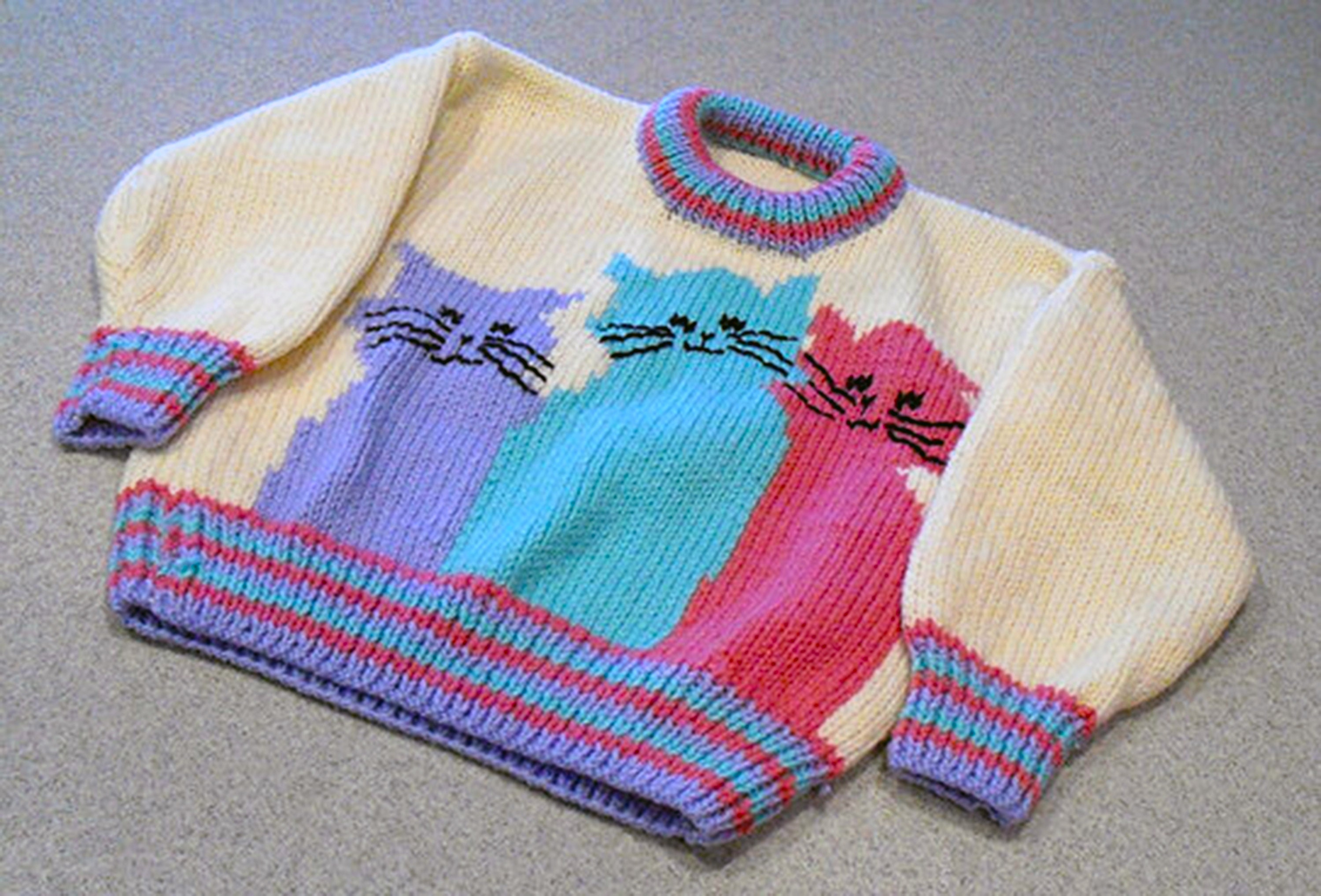 Childs Kittens Sweater & Hat Knitting Pattern Toddler to Etsy