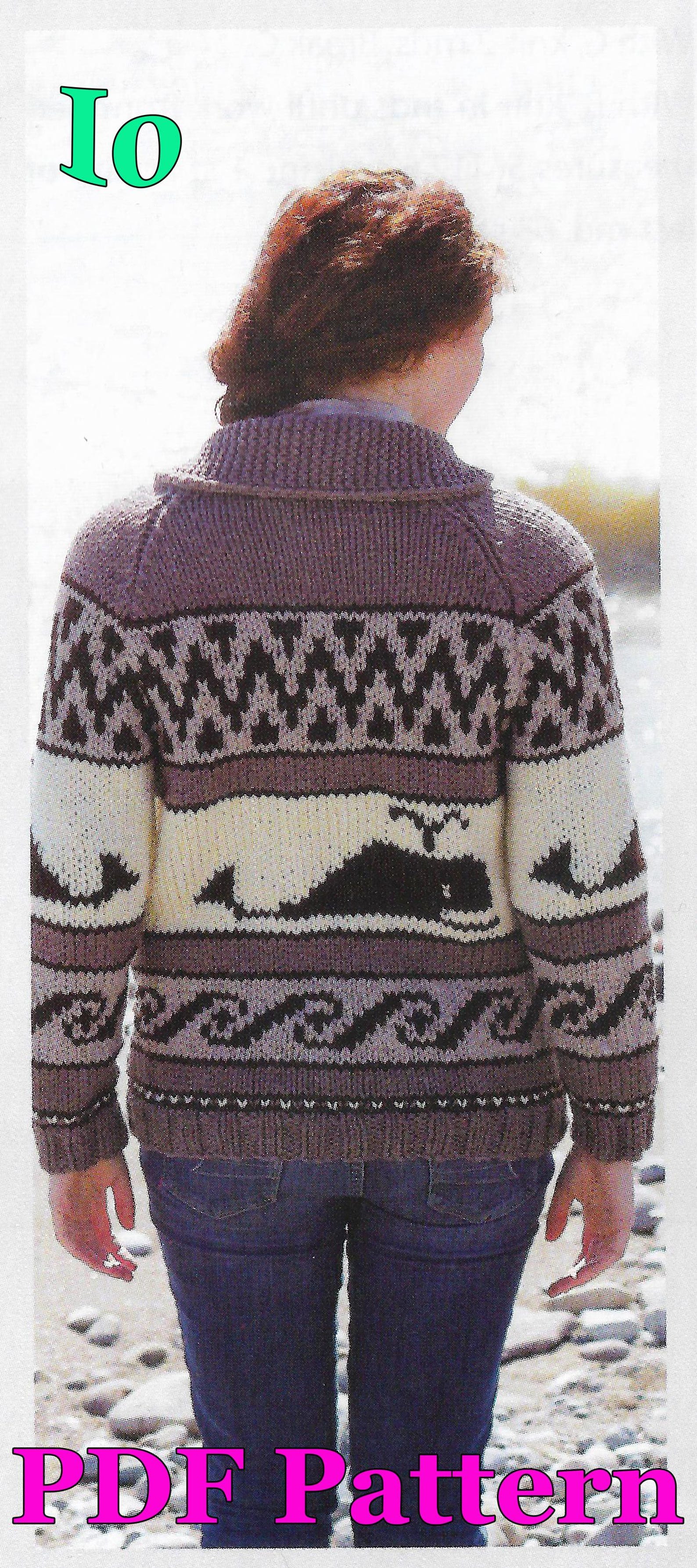 Baleen Whale Jacket Knitting Pattern | Cowichan Sweater | Intarsia Fair ...