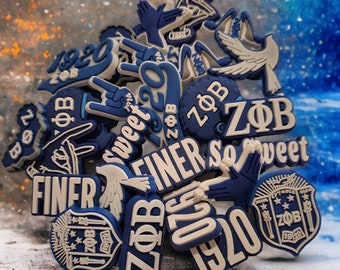 Zeta Phi Beta Croc Charms, Sorority Shoe Decorations, Greek Letter Croc Charms, Blue and White Croc Charms, ZPB Sorority Croc Charms Bling