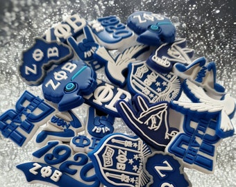 Zeta Phi Beta Croc Charms, Sorority Shoe Decorations, Greek Letter Croc Charms, Blue and White Croc Charms, ZPB Sorority Croc Charms Bling