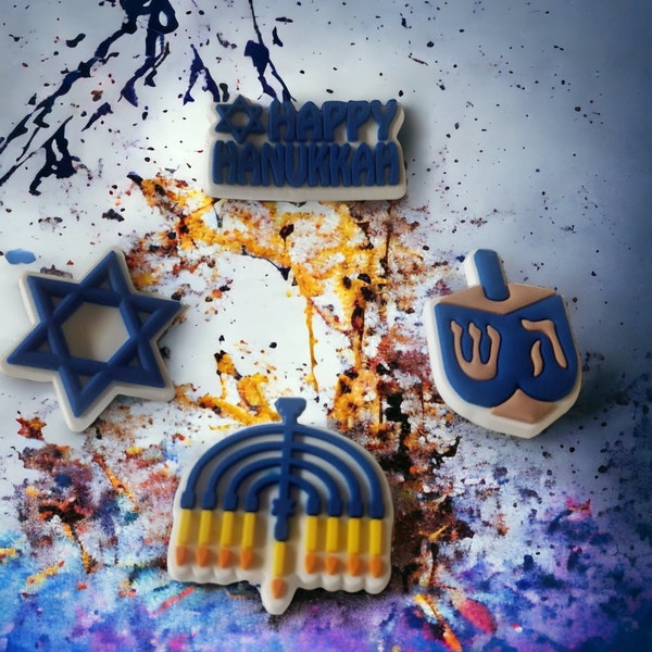 Hanukkah Croc Charms, Jewish Festival Jibbitz, Menorah Shoe Accessories, Dreidel-Themed Croc Bling, Hebrew Letter Jibbitz, Star of David