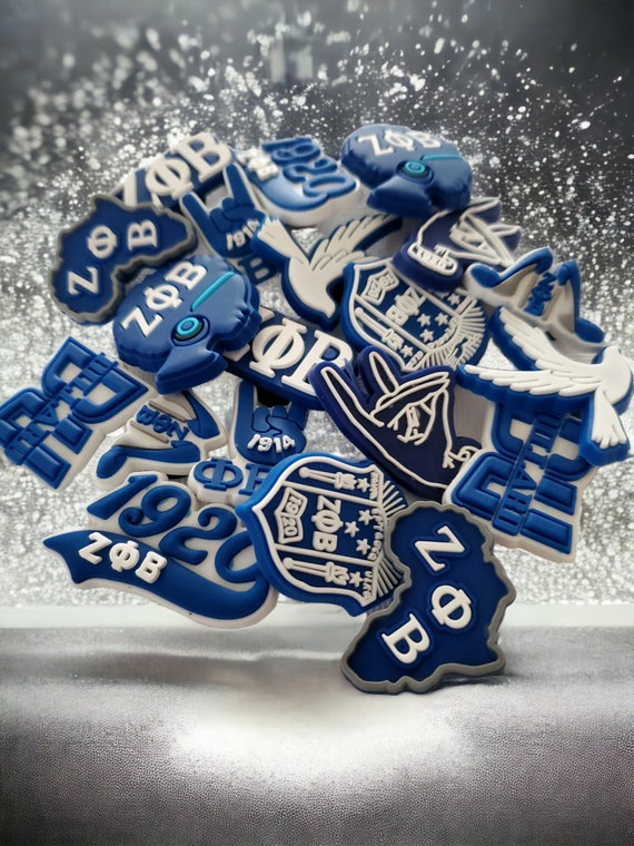 Zeta Phi Beta Croc Charms, Sorority Shoe Decorations, Greek Letter Croc  Charms, Blue and White Croc Charms, ZPB Sorority Croc Charms Bling 