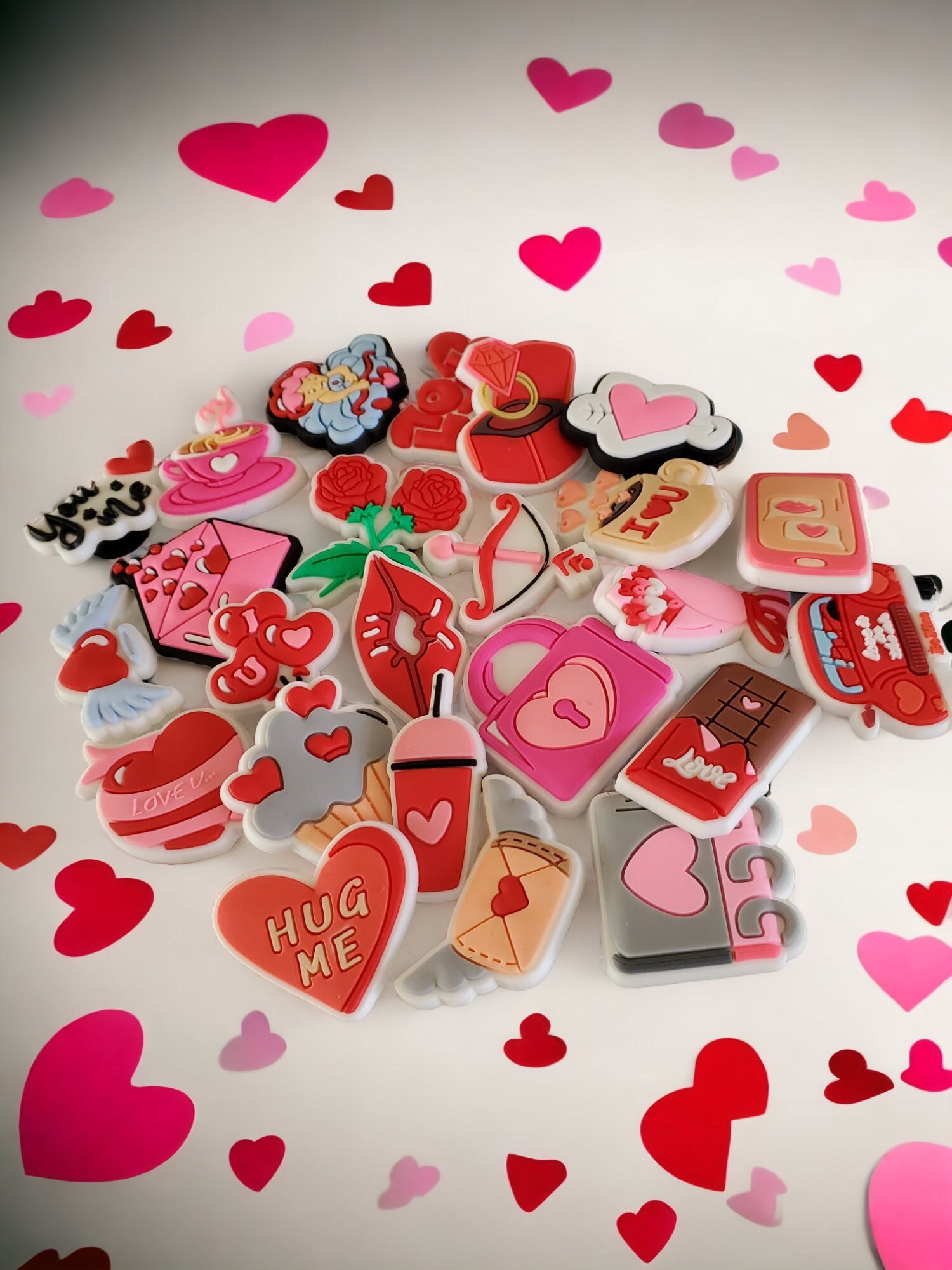 Valentine's Day Croc Charms, Love-Themed Jibbitz, Heartfelt Shoe Decor, Romantic Shoe Accessories, Cupid's Arrow Charms, Sweetheart Jibbitz