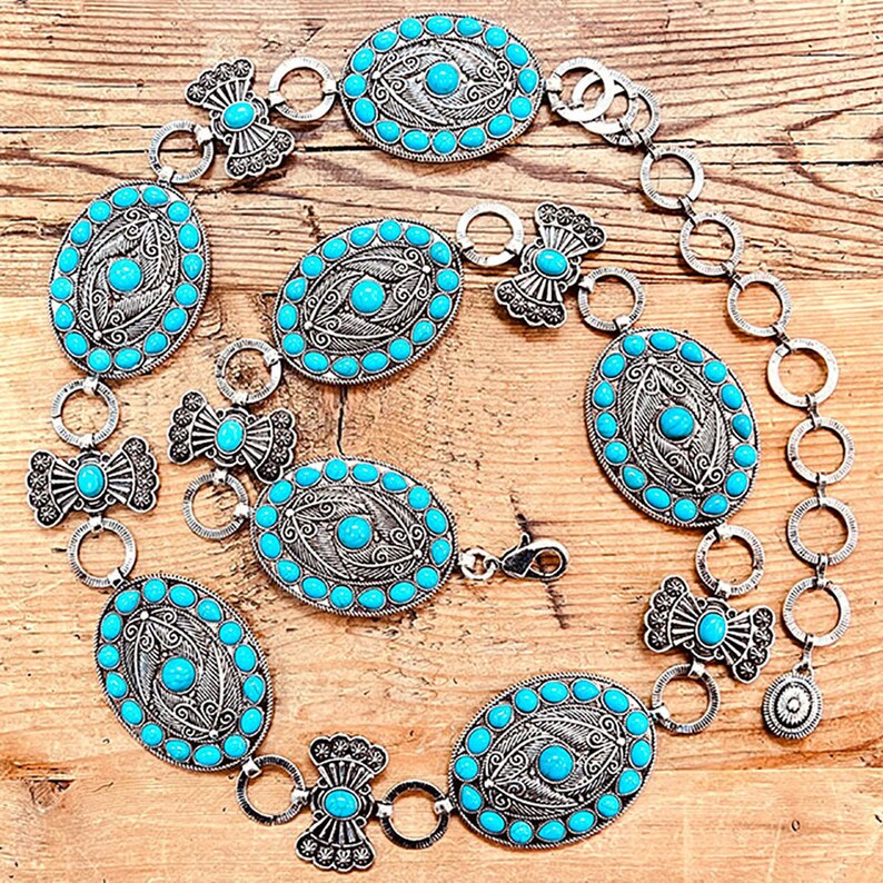 Squash Blossom Inspired Belt Chain Link Belt Western Chain Etsy