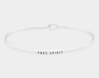 Free Spirit Bracelet, Engraved Bracelets For Women, Handwritten Message Bracelets, Motivational Quotes, Inspirational Words Bangle