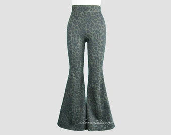 High rise pull on flare pants leopard print