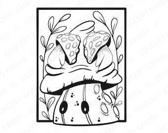 Mushroom Coloring Page / SVG, EPS, PNG / Cartoon Mushroom / Página para colorear / Descarga digital / Archivos para Cricut