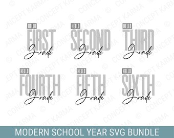 Hello All Grades Bundle svg / Back to School Modern Bundle svg / primer día de clases svg / happy back to school svg / PNG, JPG, EPS