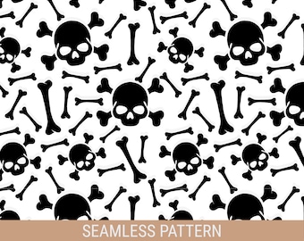 Halloween Skeleton Background | Skull and Bones Seamless Pattern svg | Cut File for Cricut | JPG, EPS, PNG | Instant Digital Download.
