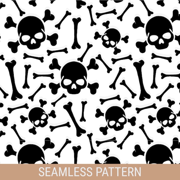 Halloween Skeleton Background | Skull and Bones Seamless Pattern svg | Cut File for Cricut | JPG, EPS, PNG | Instant Digital Download.