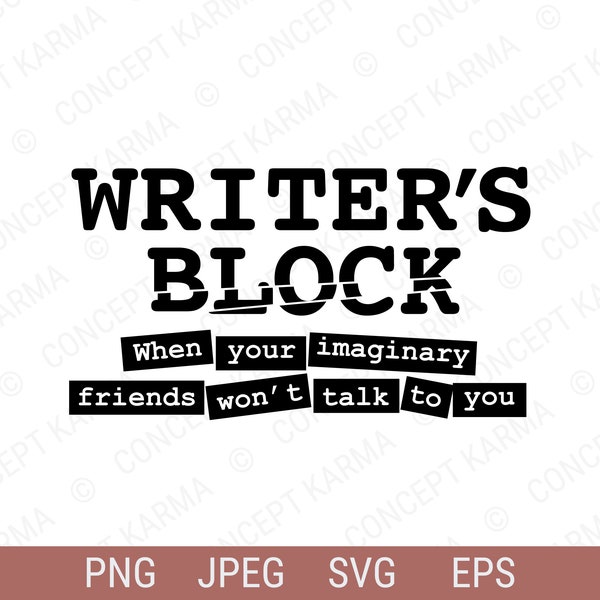 Author svg | Writer svg | Writer's Block svg | Imaginary friends svg | Book friends svg | PNG, JPG, EPS | Cut files for Cricut