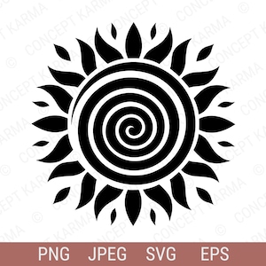 Sonnensvg | Ausgefallene Black Sunshine Silhouette svg | Natur Clipart | PNG, JPG, EPS | Dateien für Cricut