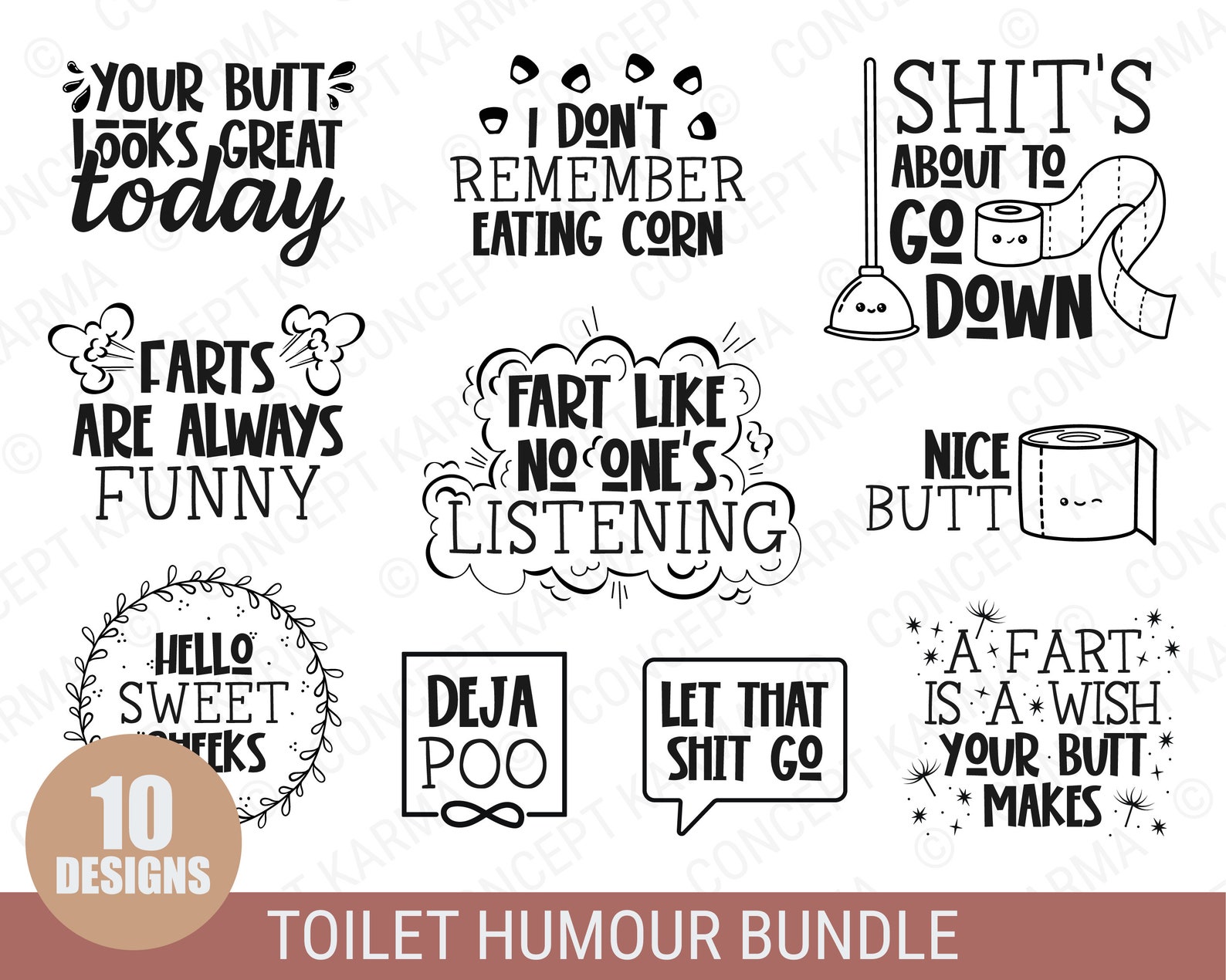 Toilet Humour Svg Bundle | Bathroom Sign Svgs | Funny Bathroom Wall Art ...