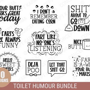 Toilet Humor svg bundel | Badkamer Bord svgs | Grappige badkamer kunst aan de muur | SVG, PNG, EPS | Cricut Cut Bestanden