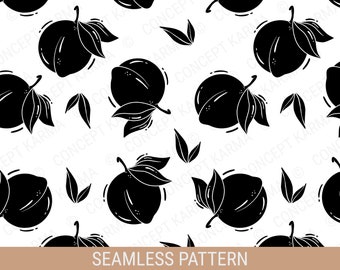 Patrón sin costuras de melocotón svg / Archivo de corte para Cricut / JPG, EPS, PNG / Descarga digital instantánea.
