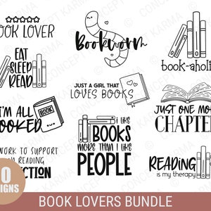 Book Lover svg bundle | reading books svg | Book worm svg | Book svg | Book Quotes svg | Librarian svg | JPG, EPS, PNG | Files for Cricut