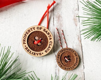 Santa's Button; Magic of Christmas; Trinket from Santa; Santa's lost button; Christmas surprise; Wooden button; Laser Engraved button