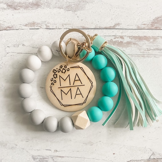 Llavero Mujer Cuentas Pulsera Llavero Teaaha - Silicona Rosa Con Borla Cuero - 20 Cm, Unisex Para Mujeres Y Niñas Organizador Llaves Mujer