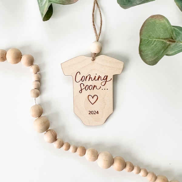 Pregnancy announcement Ornament 2024; Coming Soon; Onesie ornament; Baby Christmas Ornament; Personalized pregnancy ornament;