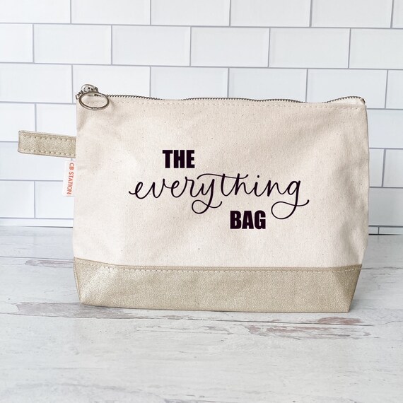 Large Canvas Zipper Pouch Large Cosmetic Case Personalized Custom