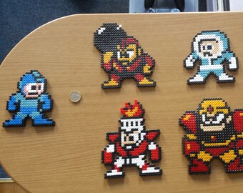 Mega Man + Robot Masters Bead Art