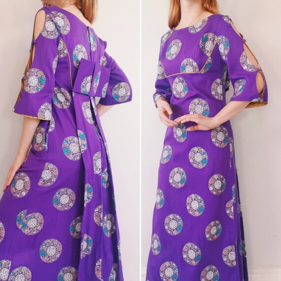 Vintage 1960s Alfred Shaheen purple kimono Hawaiia