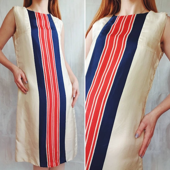 Vintage 1960s silk striped mod dress by BH Wragge