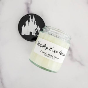 Set of 12 - 4 oz Soy Candle Favors // Bridal Shower // Princess Castle // Vinyl castle design