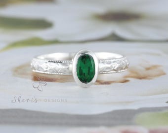Oval Sterling Silver Solitaire Ring | 6x4mm Birthstone Stacking Ring | Mother's Day Gift Custom made