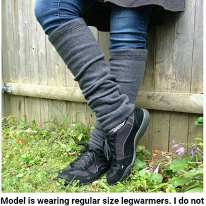 PLUS SIZE Fleece Legwarmers - Extra Wide Adult Unisex Leg Warmers - Charcoal Gray - Grey Stretchy Fleece - True Plus Size - Wide Calf