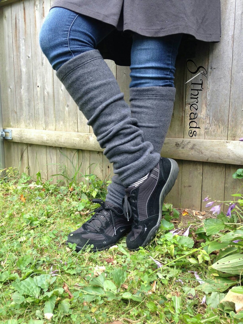 Fleece Legwarmers Charcoal Gray Leg Warmers for Adult Women Etsy