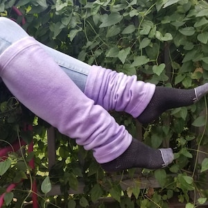 Fleece Legwarmers - Light Purple Subtle Tye Dye Leg Warmers for Adult Women or Men - Help with Leg Pain or Sensitivity to Cold