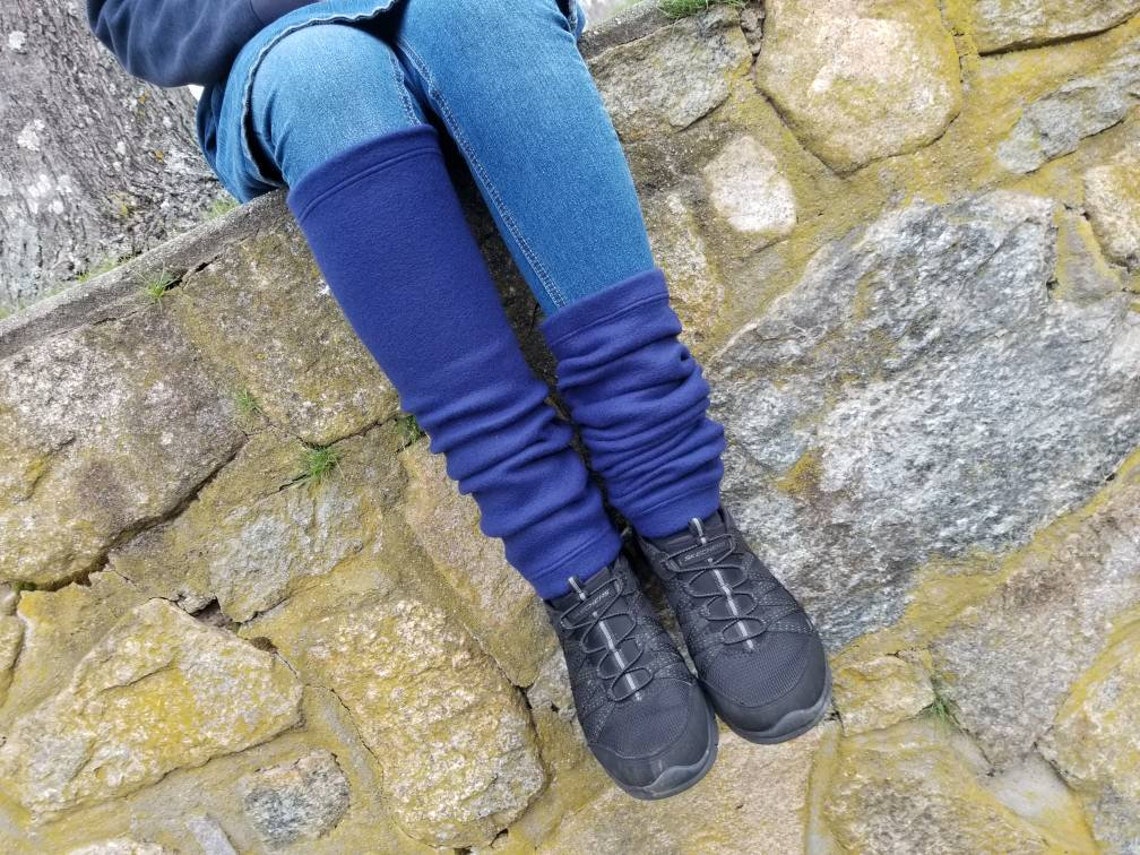 Fleece Leg Warmers Solid Dark Blue Navy Blue Legwarmers for Etsy