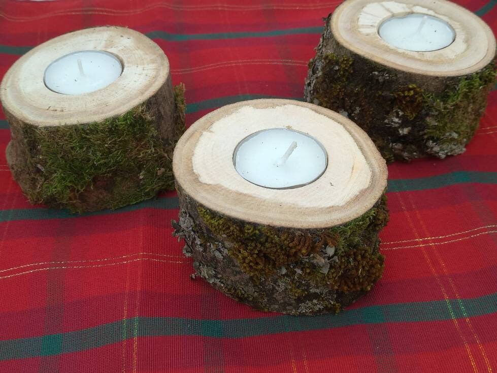 Log tea light holders rustic tea light holder woodland Etsy