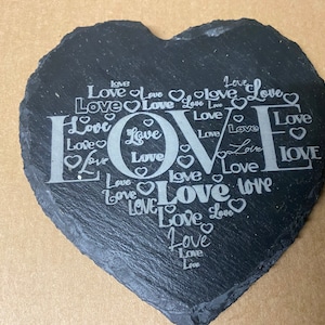 Love coaster, slate coaster, heart shaped coaster, Valentine’s Day