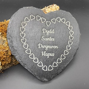 Santes dwynwen, coaster, slate coaster, dydd santes dwynwen hapus, welsh gift, welsh day for lovers