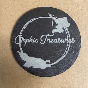 Business slate coaster, wooden coaster, photo prop