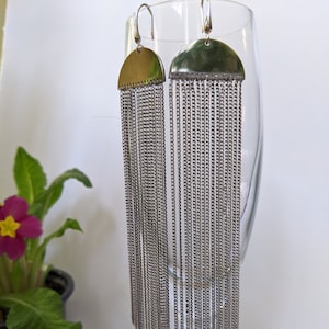 Silber Ohrringe, Fransen Ohrringe, lange Kette Ohrringe, Statement Ohrringe baumeln tropfen, Geschenk für sie