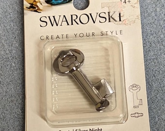 Authentic Swarovski 30 mm Crystal  Silver Night Key Pendant