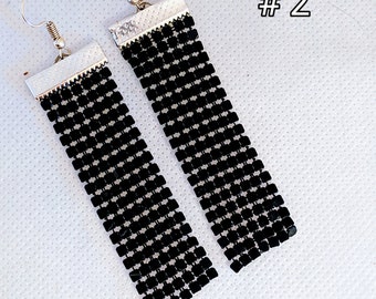Black Mesh Dangle Earrings, Disco Style, Boho Hippie