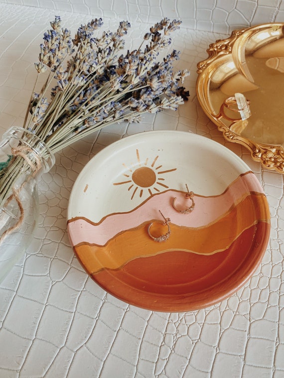 Sun Mountain Trinket Dish Jewelry Dish Ring Tray Retro Boho Decor Ashtray  Hippie Saucer 