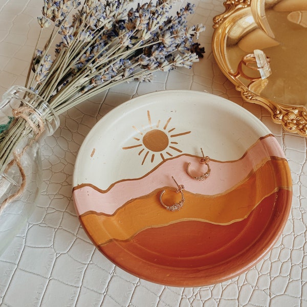 Sun Mountain Trinket Dish | jewelry dish ring tray retro boho decor ashtray hippie saucer