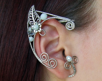 Elf Ear Cuff Wedding Ear cuffs White Ear cuff Silver Ear cuff Gold Ear Cuff Elven ears Elf earrings Cuff Non Piercing Wire wrapped ear cuff