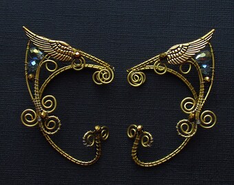 Winged Elf Ear Cuffs: Copper Wire, Non-Piercing Elven Jewelry