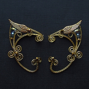 Winged Elf Ear Cuffs: Copper Wire, Non-Piercing Elven Jewelry