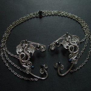 Silber Ohrmanschette Drachen Gold Ohrmanschette Elf Ohrmanschette Elfen Ohren Kette Elfen Ohrringe Draht Schmuck kein Piercing Ohrmanschetten Draht gewickelt Ohrmanschette